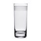 The Madison Drinkware Collection by William Yeoward Crystal features a clear glass with frosted stripes, filled with water and standing upright against a plain white background.