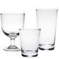 Three empty clear glasses from the Maggie Collection by William Yeoward Crystal—stemmed goblet, short tumbler, and tall cylindrical glass—are displayed on a white background, perfect for entertaining.