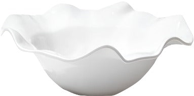 The Beatriz Ball Vida Havana Melamine Bowl Collection features a white medium bowl with a wavy rim and glossy finish—durable luxury melamine, perfect for all your serving needs.