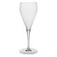 A clear, empty flute from the Melody Drinkware Collection by William Yeoward Crystal, featuring a long stem and rounded bowl, stands against a plain white background—ideal for discerning wine lovers.