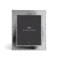 A Hammertone Frame by Michael Aram, featuring a hammered silver rectangular design with a distinctive metal texture and a dark placeholder card displaying “Michael Aram” and “Satin” in white text.