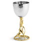 The Olive Branch Kiddush Cup by Michael Aram features a hammered silver finish and gold stem inspired by intertwining branches and leaves—making it a stunning individual gift.