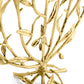 Close-up of a decorative piece from the Michael Aram Olive Branch Judaica Collection, highlighting gold-toned branches, leaves, and olives—an elegant menorah or accent against a white background.