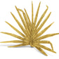 The Michael Aram Palm Decorative Fireplace Screen features a metallic gold, antique-finished design with stylized palm leaf fronds, offering an elegant accent reminiscent of his iconic Palm collection, set against a crisp white backdrop.