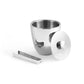 The Michael Aram Reflective Serveware Collection features a polished stainless steel ice bucket with a matching lid and tongs, ideal for bringing modern style to your bar.