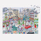 The 1000 Piece Puzzle by Michael Storrings, titled "Christmas in Paris" and produced by Chronicle Books, presents a vibrant illustration of a bustling Parisian street during Christmas. It depicts people wandering among adorned trees and iconic buildings, with an intriguing twist as some pieces are absent in the top right corner.