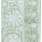 The Kim Seybert Provence Napkin Set features folded green and white textiles with a playful floral and geometric block print, perfect for pairing with a matching tablecloth or other Provence Napkins.