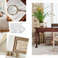 Collage of a bright bedroom with a bed, wooden desk, and chair; neutral tones, patterned curtains, houseplants, and decorative accents evoke classic home decor in a refined, elegant atmosphere inspired by “More Beautiful: All American Decoration” from Rizzoli.