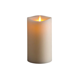 The Lightli Moving Flame Pillar Candle by Napa Home & Garden is a single white paraffin wax candle with a realistic moving flame, shown against a plain white background.