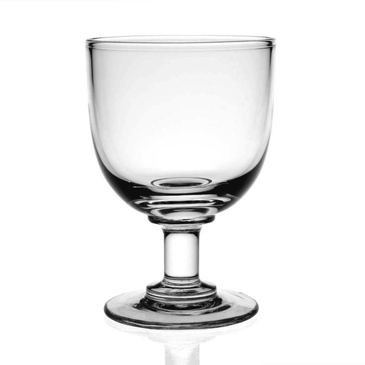 The Maggie Collection goblet by William Yeoward Crystal, featuring bold shapes with a thick stem and round base, is photographed empty against a plain white background.