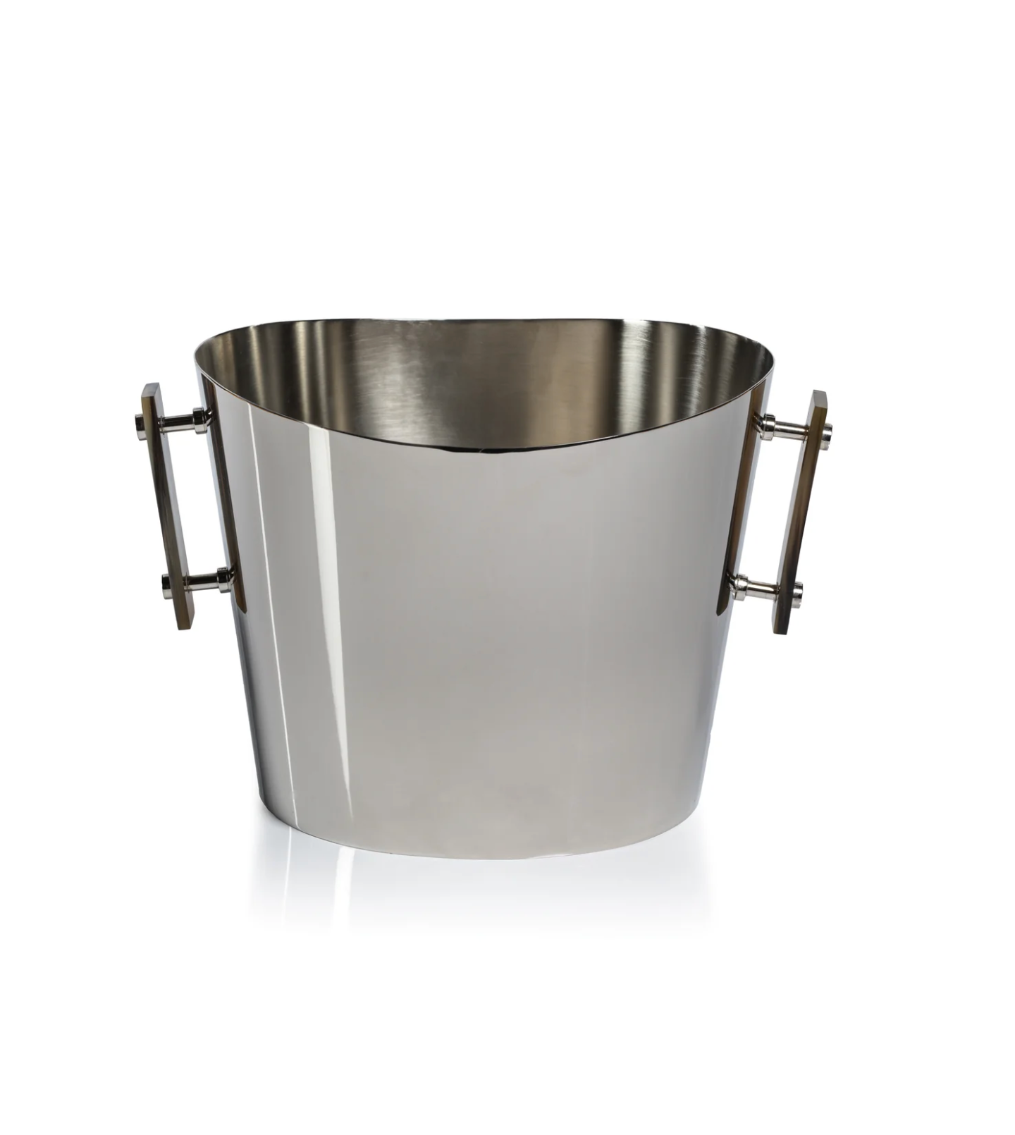 The Berkeley Wine Cooler / Ice Bucket Collection by Zodax, featuring a stainless steel design with two side handles, showcased on a white background.