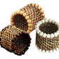 Set of three Calaisio Woven Napkin Rings, handmade by South Pacific artisans with water-vines and accented with beige, white, and brown beaded edges.