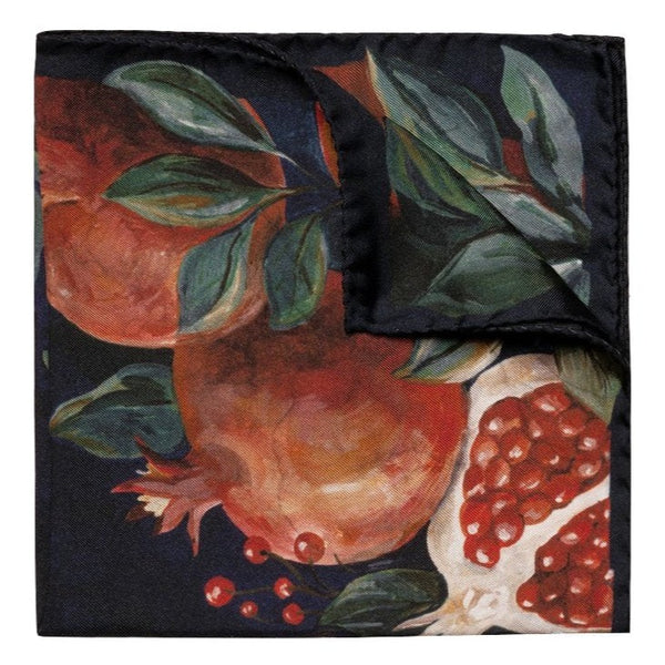 Eton Navy Pomegranate Print Silk Pocket Square