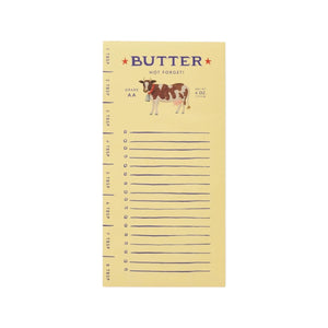 Bring vintage farm charm to your kitchen with the Home Sweet Home Collection by Rifle Paper Co.—a yellow notepad styled like a butter package, complete with cow illustration, measurement markings, and lined pages for notes.