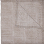 From the John Robshaw Nandi Bedding Collection, a striped cotton quilt is folded at one corner to reveal the reverse, with both sides displaying narrow horizontal and vertical stripes in neutral tones and beautifully hand-quilted for added texture.