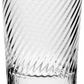 The Venetia Drinkware Collection by William Yeoward Crystal features a clear crystal tumbler with a textured diagonal swirl, inspired by Venetian glassmakers, set against a white background.