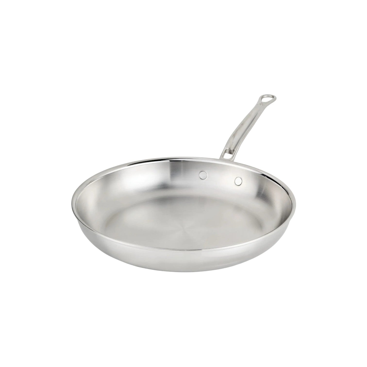 A Hestan ProBond® Luxe™ Collection stainless steel frying pan with a long handle is displayed on a plain white background.