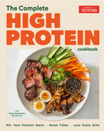 Cover of The Complete High-Protein Cookbook by Penguin Random House, showcasing a bowl filled with beef, eggs, vegetables, and dipping sauce on a light background—your essential resource for high-protein meals and well-balanced meal plans.