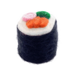 The Foggy Dog’s Sushi Cat Toy California Roll is a round, felted wool cat toy with colorful “toppings,” handcrafted for play and stylish enough to double as cute décor against any plain white background.