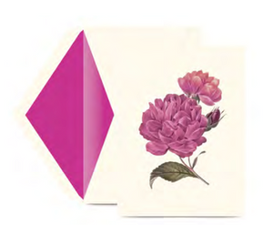 The Modern Vintage Peonies Card Set by Crane features a vintage floral design of pink roses and peonies, paired with a bright pink-lined envelope—an elegant addition to your stationery collection.