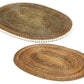 Set of two handcrafted Oval Placemats by Calaisio, made from natural vines: one with a white beaded border on top and one classic borderless design on the bottom.