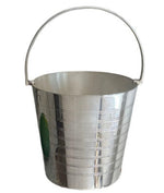 The Hôtel Silver Vintage Ice Pail features a hinged handle and horizontal grooves near the top and bottom, echoing the elegant style of classic vintage designs.