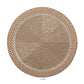 The Kim Seybert Palisade Placemat features a woven gold beaded design and textured pattern, ideal for formal occasions. Displayed on a white background, it is labeled "Gold.