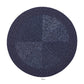 Round, dark blue Palisade Placemat by Kim Seybert with a subtle textured pattern, shown on a white background. Ideal as a beaded placemat for formal events. The color "Navy" appears below the placemat.