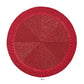 The Kim Seybert Palisade Placemat is a round, woven placemat in solid red, ideal for adding an elegant touch to formal occasions. Displayed on a white background.