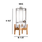 The Bold Aloha Acrylic Beverage Dispenser and Stand features a sturdy metal spigot, wooden stand, measures 16.5" tall by 11.25" wide, and holds up to 169 oz—ideal for serving fruit infused water at any gathering.