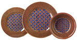 The Patagonia Blue Melamine Dinnerware Collection by Mario Luca Giusti blends antique and modern styles with geometric patterns and blue diamond accents—a perfect choice for aesthetic research.