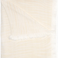 The Daasu Throw Collection by John Robshaw features a cream-colored, stonewashed cotton throw with subtle stripes and fringed edges, displayed against a white background.