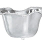 A striking silver ice bucket from the Beatriz Ball Organic Pearl Ice Bucket Collection, crafted in wavy-edged aluminum alloy with a beaded rim, is displayed against a white background.