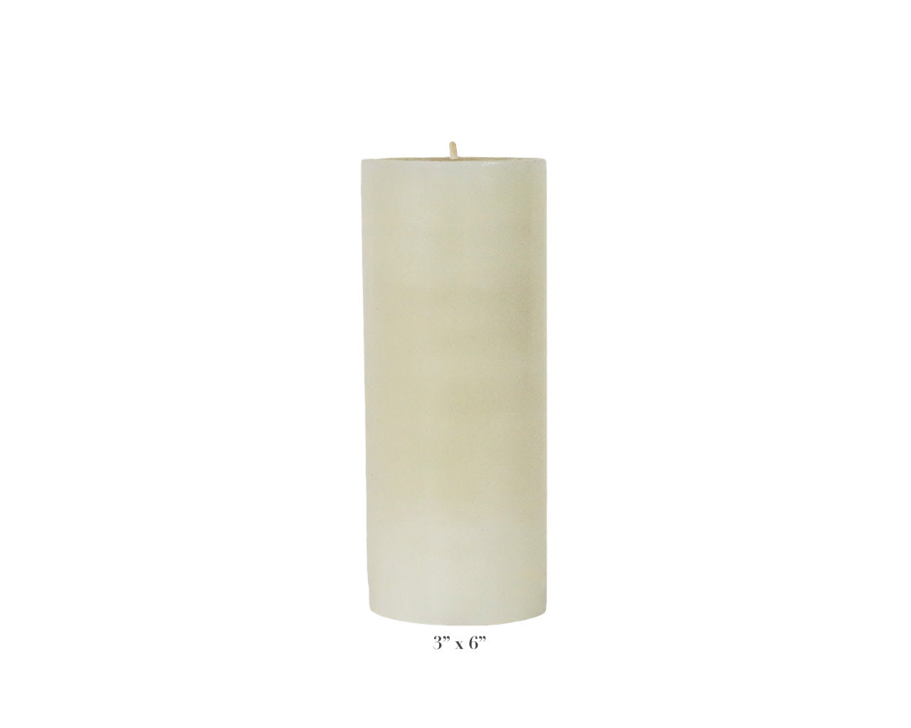 The Solid Pillar Candle Collection by Perin Mowen features an ivory pillar candle (3" x 6") that stands upright and offers a warm, classic glow—ideal for those who appreciate timeless style.