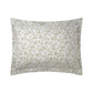 The Naiades Bedding Collection pillow by Yves Delorme features an olive green floral design on white organic cotton, displayed against a plain white background.