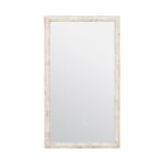 The Pierson Mirror in Polished Bone by Made Goods features a rectangular shape with a light-colored, textured frame, displayed against a plain white background.