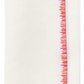 The Filament Napkin Set by Kim Seybert includes crisp white napkins, each neatly folded and accented with delicate pink and orange embroidered stitching along one edge.
