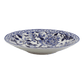 A shallow ceramic bowl from the Pivoines Bleues Dinnerware and Serveware Collection by Gien France, featuring hand-painted blue peony floral patterns and a decorative border on a white background.