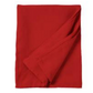 A folded red Berry Scallop Napkin with a scalloped edge.