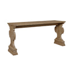 The Hickory Chair 17Th C. Italian Console features a rectangular wooden top, carved pedestal legs, and a natural wood finish inspired by 17th-century Italian designs and classic European style.