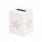 Elevate your home décor with the Playful Starfish Bath Collection by Haute Home—a sophisticated white rectangular tissue box cover, crafted from premium linen and adorned with beige starfish designs on the sides, featuring a convenient top slot for easy tissue dispensing.