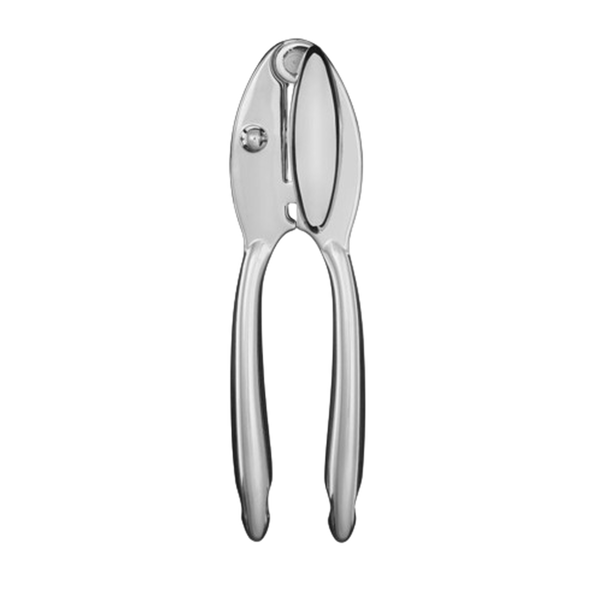 The Cuisinart Stainless Steel Can Opener features durable zinc alloy and stainless steel, curved handles, and a turning knob—an essential kitchen gadget, shown against a white background.