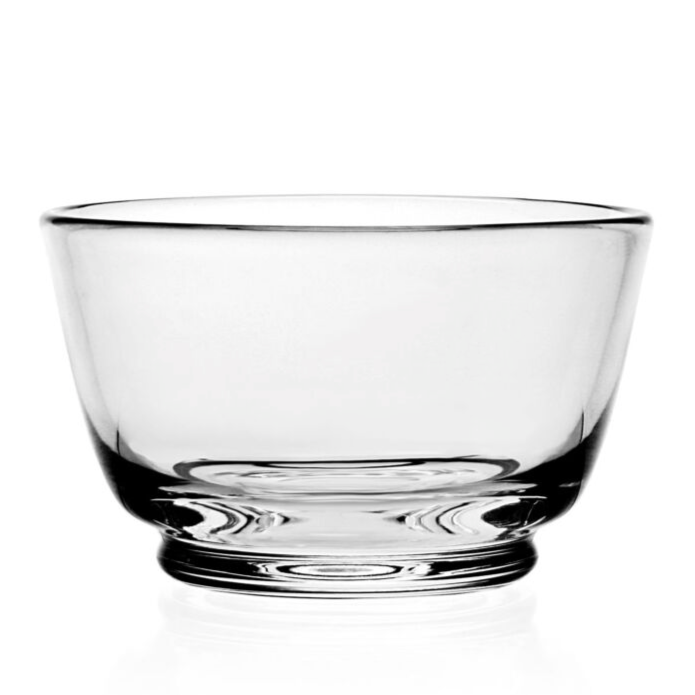 The Classic Berry Bowl by William Yeoward Crystal features clear glass with a wide opening and thick, rounded base—ideal for serving fruit or berries. Shown on a white background.