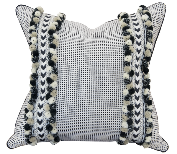 Kumano Weave Maracana Pom Stripe Pillow