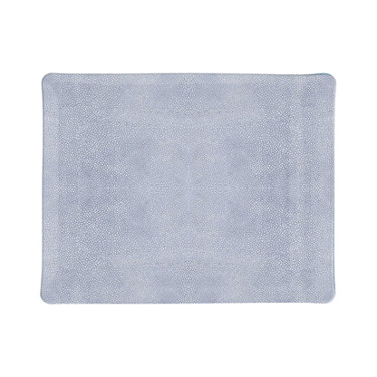 Light gray rectangular placemat from HestiaLiving's Prestige Shagreen Collection, featuring a subtle dotted shagreen-inspired texture—ideal for luxury home decor. Shown on a white background.