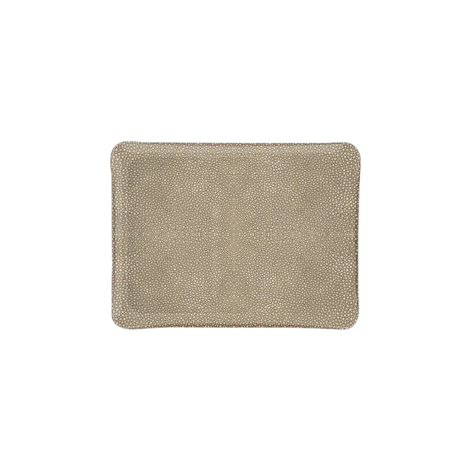The HestiaLiving Prestige Shagreen Collection features a rectangular beige placemat with a subtle shagreen pattern—perfect for adding luxurious style to your home décor. Shown here on a white background.