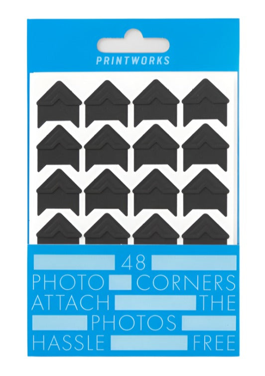 A pack of 48 PrintWorks Photo Stickers, acid-free and easy to use, lets you attach photos securely in neat rows for safe, lasting memories.