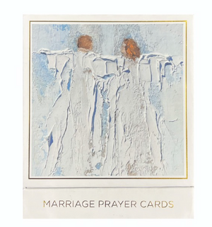 Anne Neilson: Marriage Prayer Cards by Anne Neilson features an abstract painting of two white figures on a light blue background—a thoughtful wedding gift or set of scripture cards for couples.