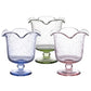 The Juliska Provence Vase by Juliska features mouth-blown glass with a bubble texture and scalloped edge, its elegant design making a whimsical centerpiece against a white background.