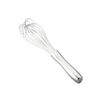 The Hestan Provision Balloon Whisk, shown with a stainless steel cylindrical handle on a white background, is perfect for aeration when making whipped cream.